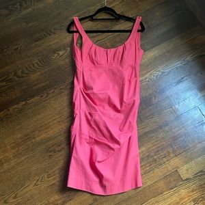 Nicole miller studio ruched linen cocktail dress